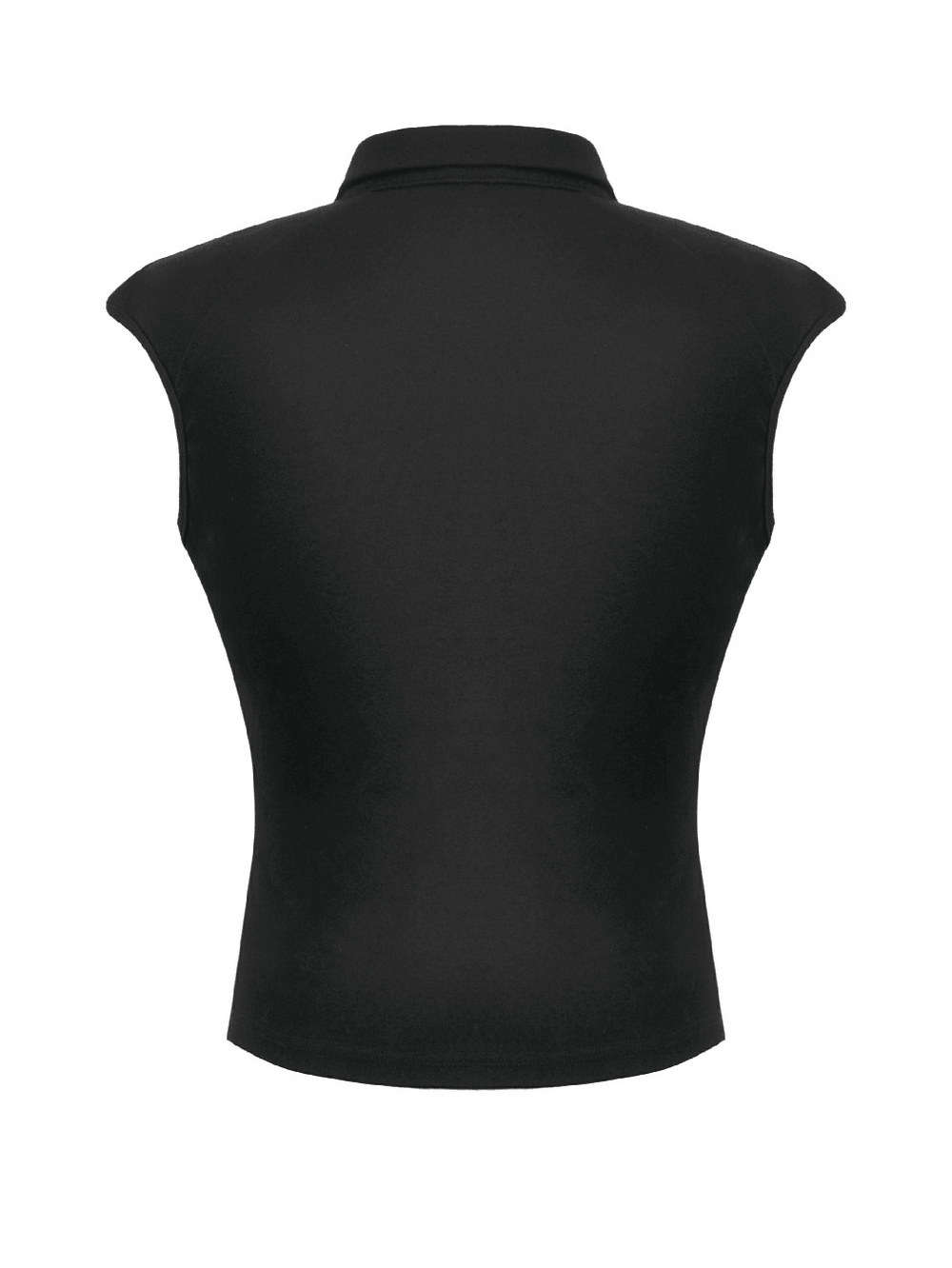Alternative Sleeveless Collared Top With Side Lace-Up Detail