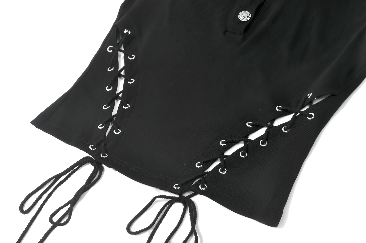 Alternative Sleeveless Collared Top With Side Lace-Up Detail