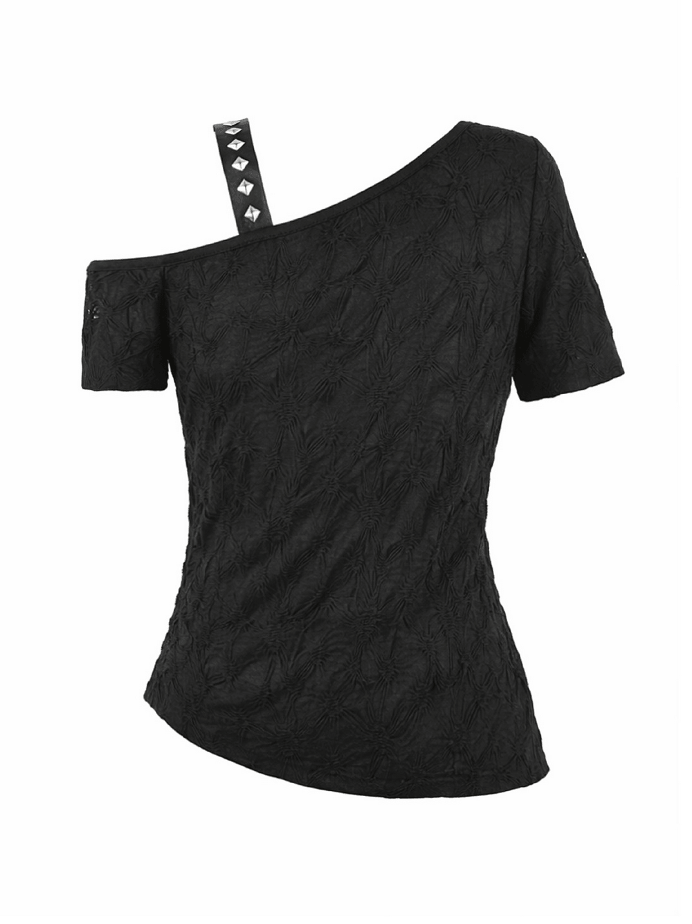 Alternative Spider Lace One Shoulder Studded Top