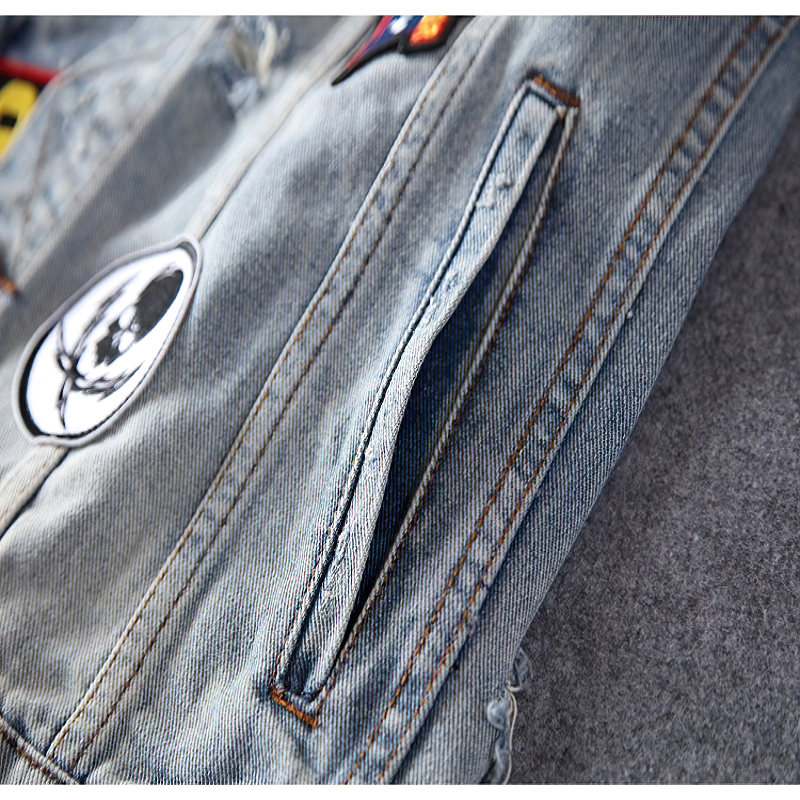 Alternative Streetwear Men's Jacket / High Quality Retro Blue Denim Jackets For Men - HARD'N'HEAVY