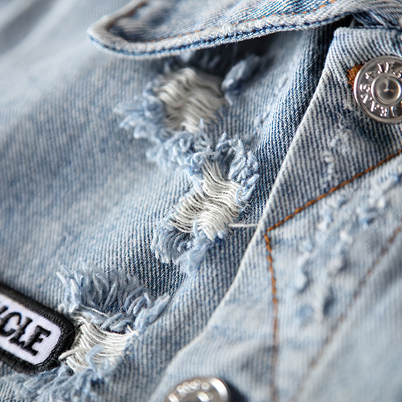 Alternative Streetwear Men's Jacket / High Quality Retro Blue Denim Jackets For Men - HARD'N'HEAVY