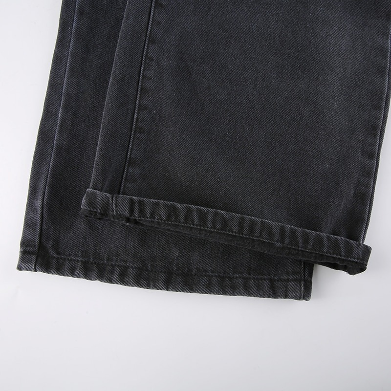 Alternative Women's Black Jeans / High Waist Lady Streetwear / Hole Loose Female Pants - HARD'N'HEAVY