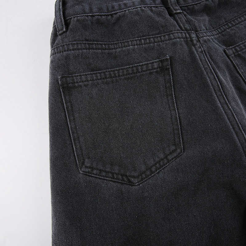 Alternative Women's Black Jeans / High Waist Lady Streetwear / Hole Loose Female Pants - HARD'N'HEAVY