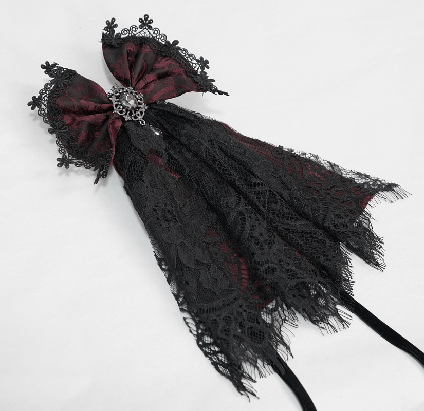 Altetnative Women's Lace Tie With Brooch / Vintage Steampunk Style Ladies Accessories - HARD'N'HEAVY