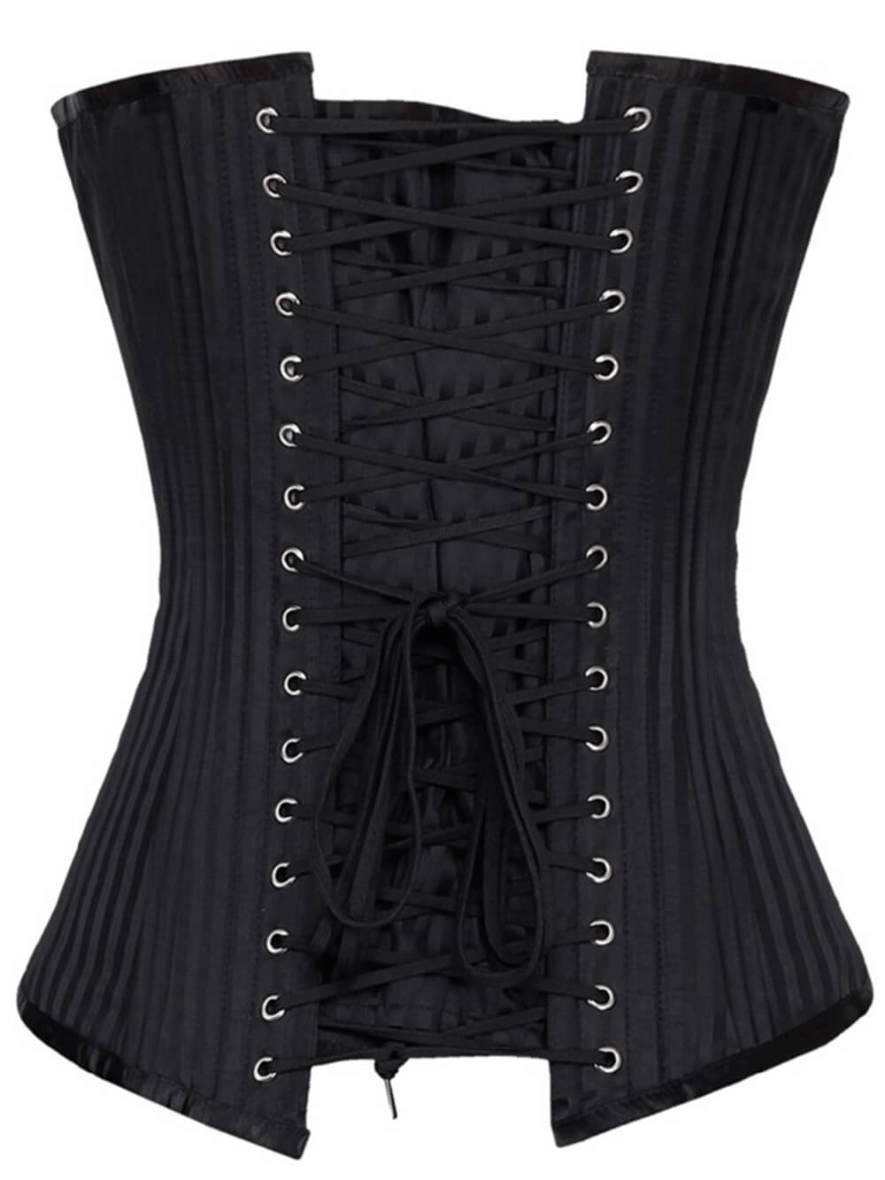 Amanda Gothic Waist Training Corset in black with lace-up back, perfect for edgy styles and superior shaping.