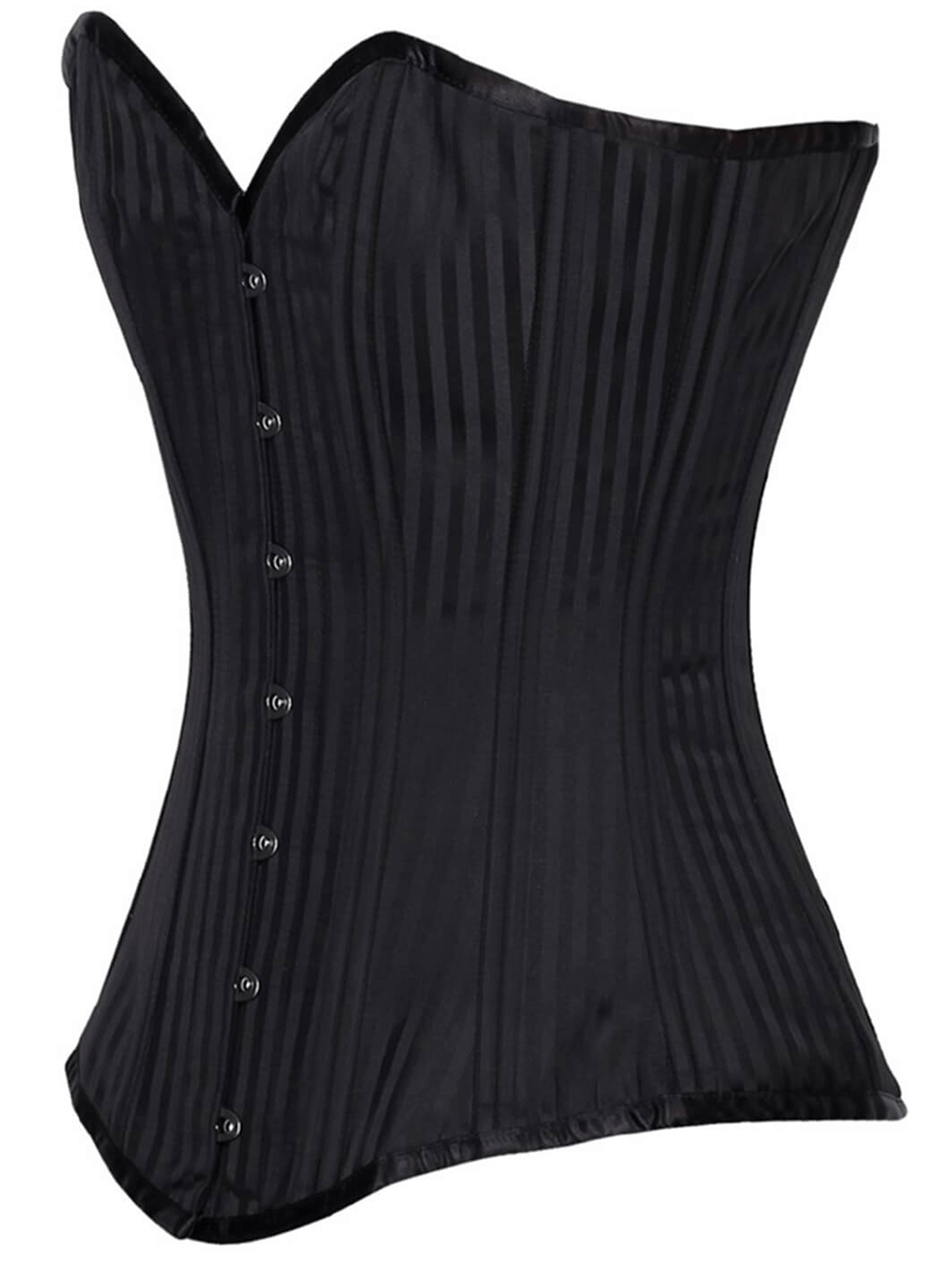 Amanda Gothic Waist Training Corset in black, featuring structured design and classic metal busk closure for superior shaping.