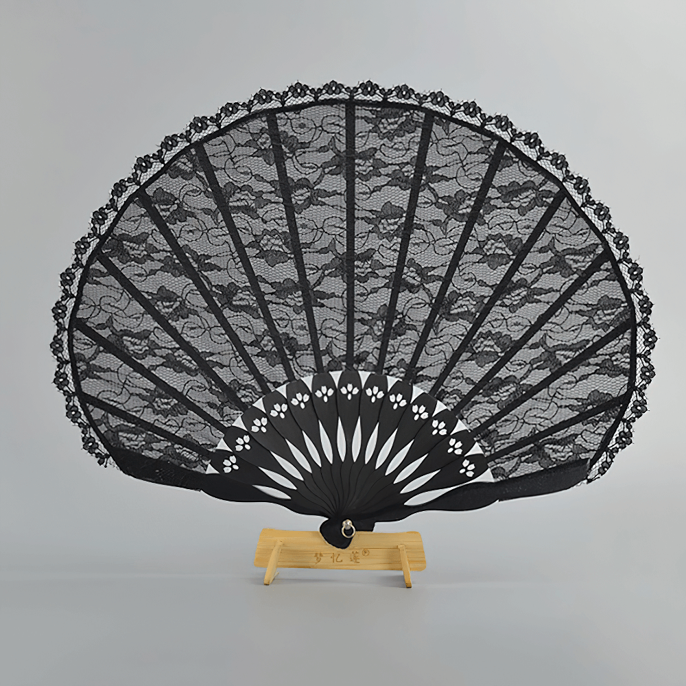Ancient Lace Folding Hand Fan / Gothic Portable Small Round Fan - HARD'N'HEAVY