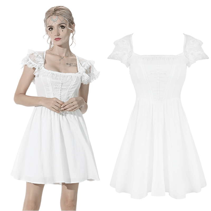 Angelic Women's Mini Dress with Lace and Beading