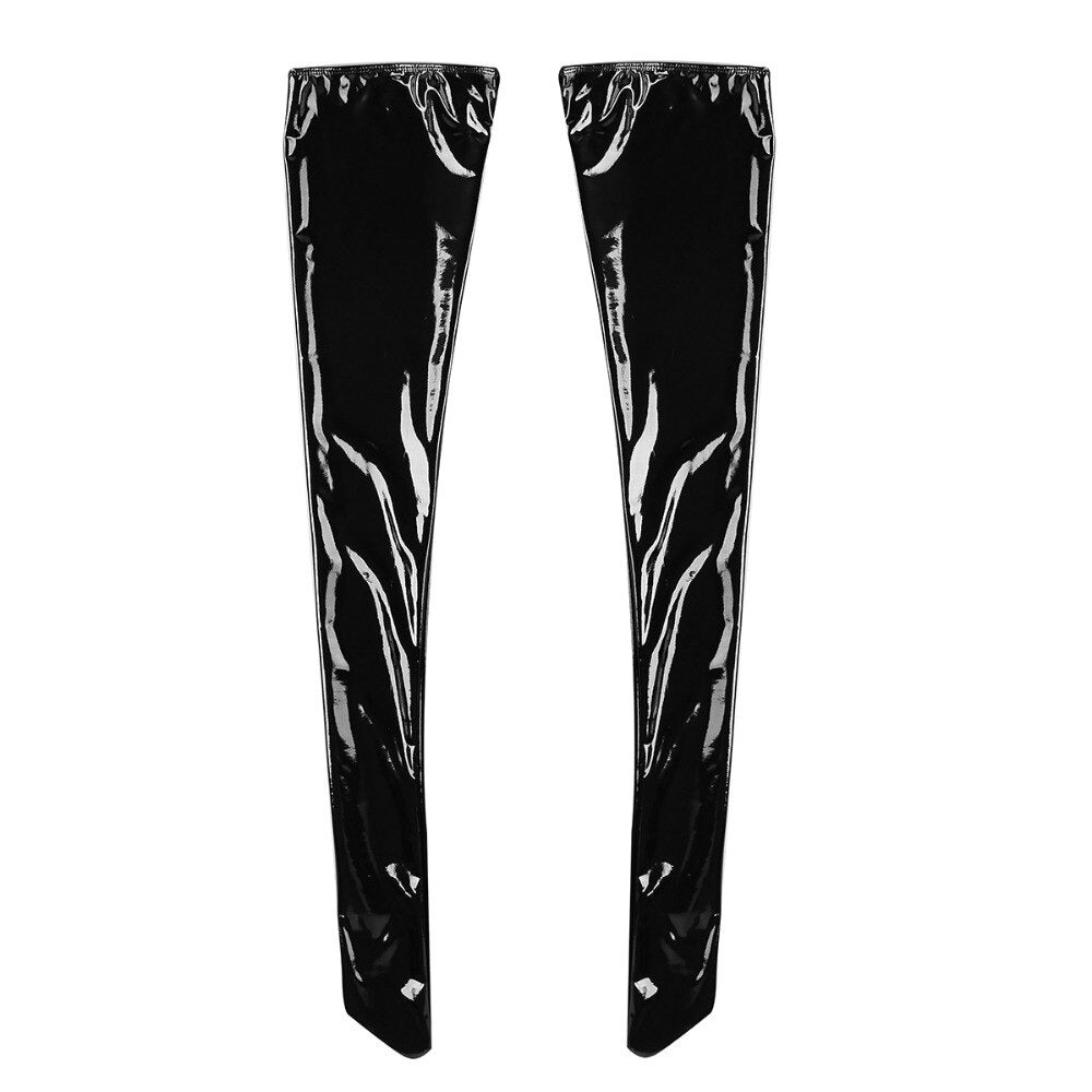 Anti-skid Soft Elasticity Wetlook Patent Leather Stockings / Cosplay High Footed Costume - HARD'N'HEAVY