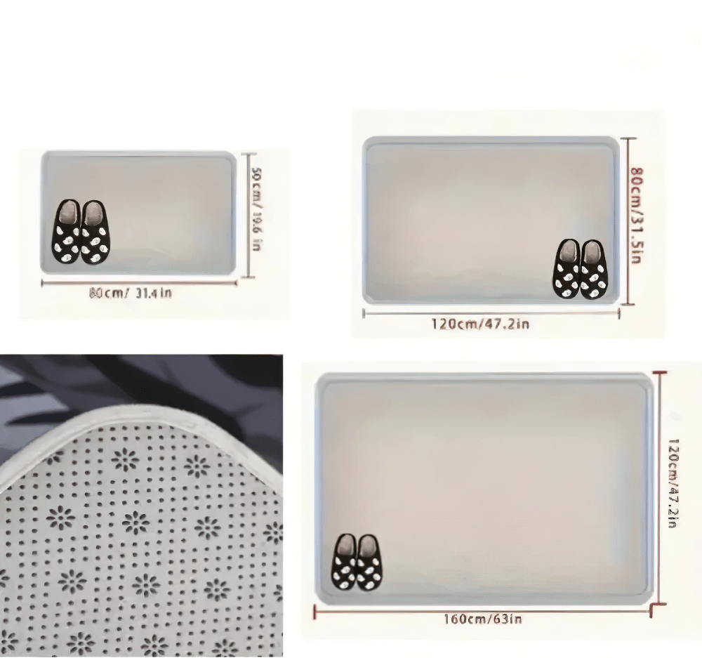 Anti-slip Smoke Gothic Floor Mat for Home Decor showing size options and detailed design.