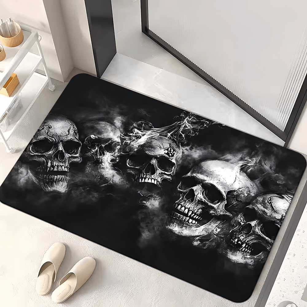 Anti-slip Smoke Gothic Floor Mat for Home Decor featuring smoky skull design in modern style.