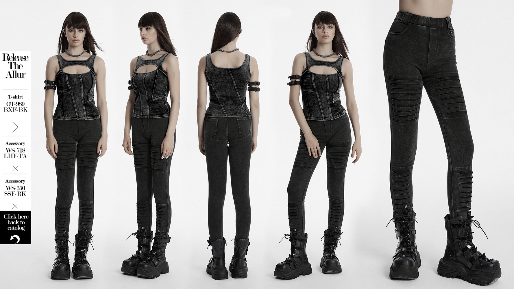 Model showcasing Apocalypse Punk Distressed Black Knitted Jeans with edgy detailing and a rebellious fit.