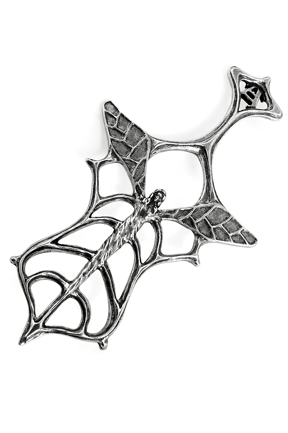 Art Nouveau Fairy Absinthe Spoon in cast pewter featuring intricate wings, perfect for absinthe rituals.