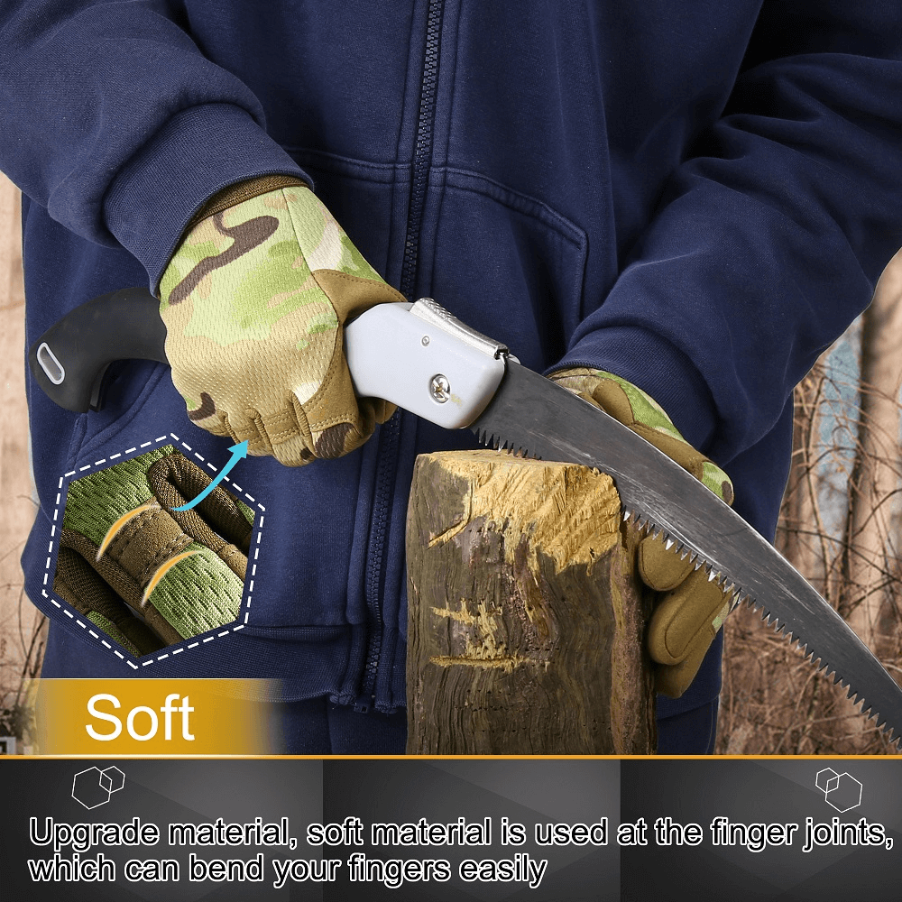 Detail of soft finger joint material in tactical gloves for better grip during outdoor activities.