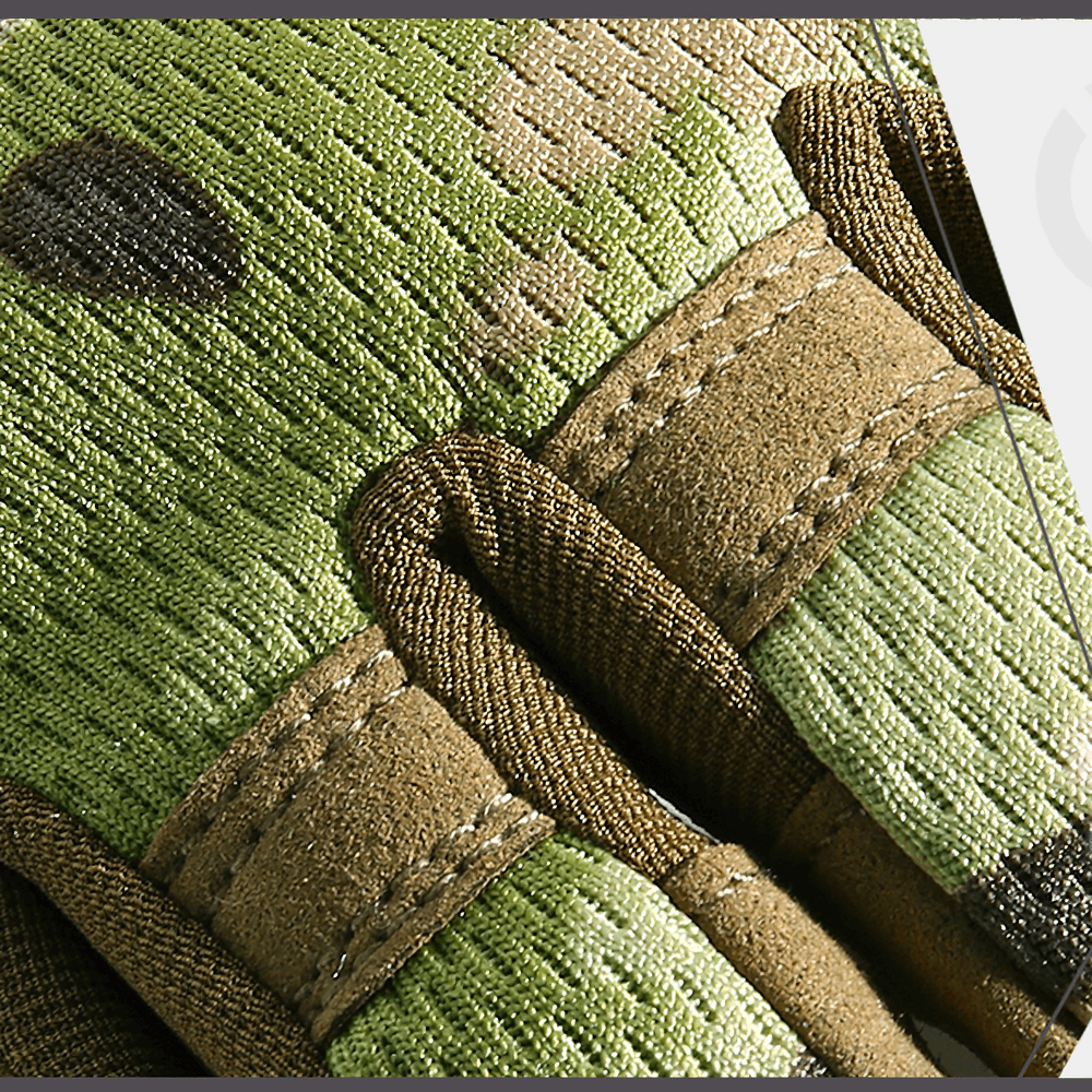 Close-up of Assault tactical gloves showcasing anti-slip design and durable material in army green color.