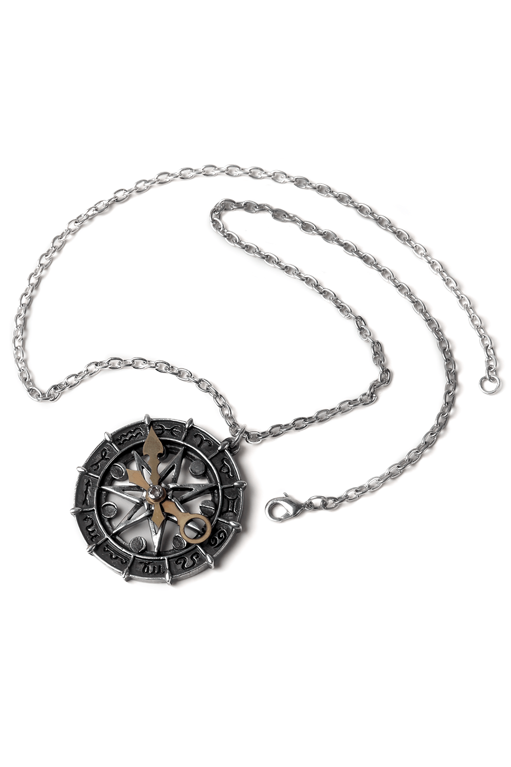 Astro-Lunial Compass Pendant with moon and star design for mystical night seekers.