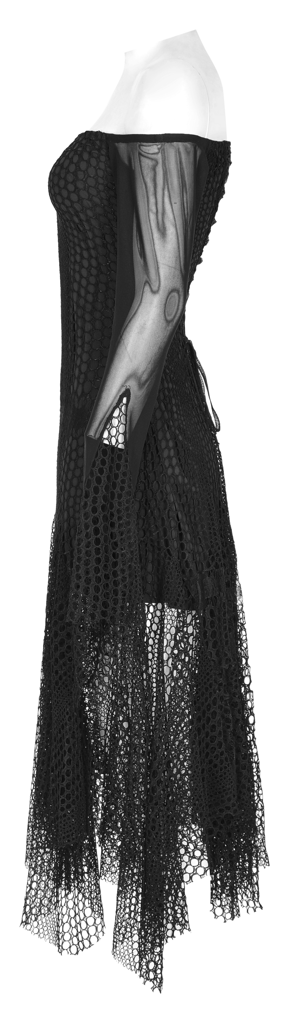 Asymmetrical Off-Shoulder Gothic Dress with Tassel Hem