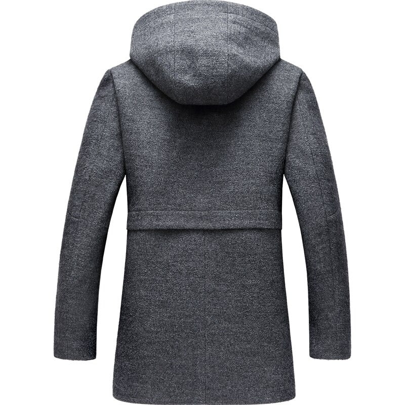 Autumn/Winter wool coat for men / Cashmere Trench coat with Hood / streetwear aesthetic clothing - HARD'N'HEAVY