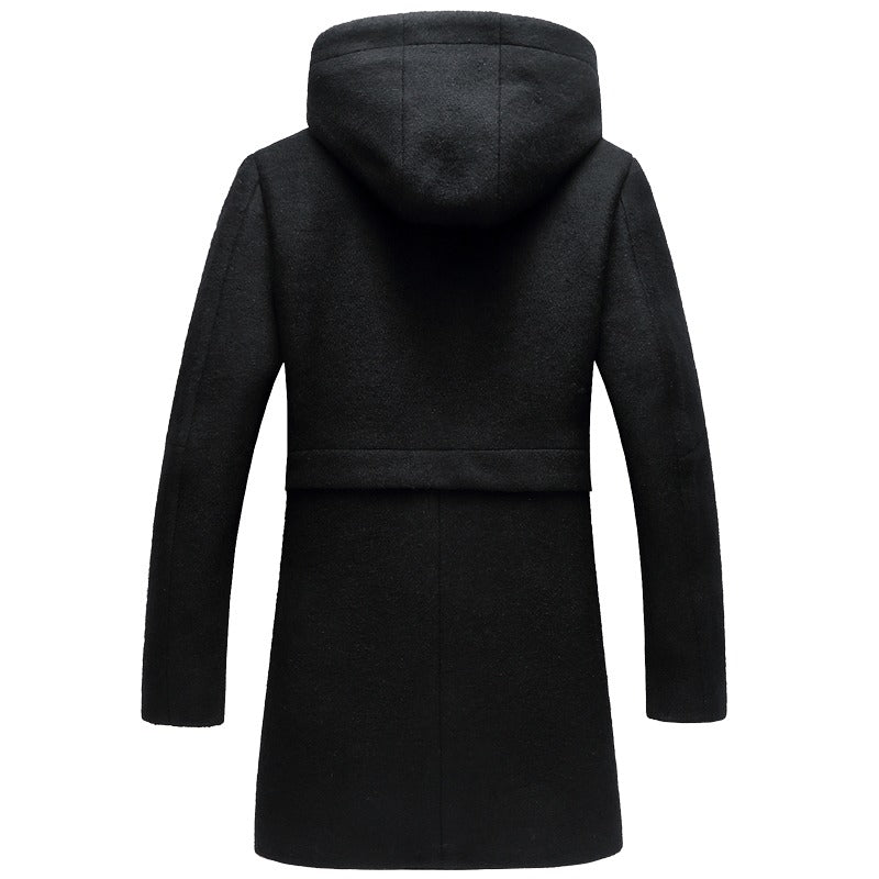 Autumn/Winter wool coat for men / Cashmere Trench coat with Hood / streetwear aesthetic clothing - HARD'N'HEAVY