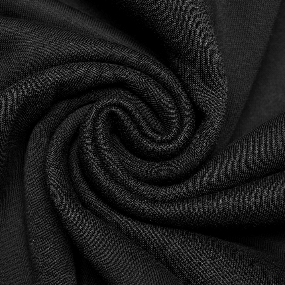 Close-up of soft black fabric, showcasing a rich texture perfect for avant-garde hoodies.