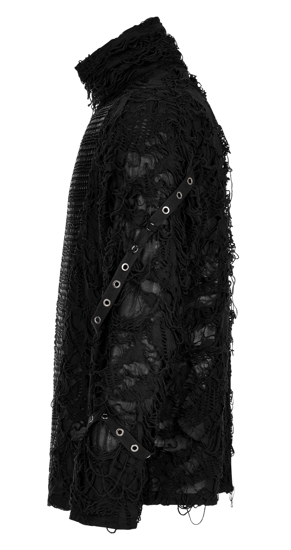 Avant-Garde Goth Pullover with Eyelet Webbing Sleeves - HARD'N'HEAVY
