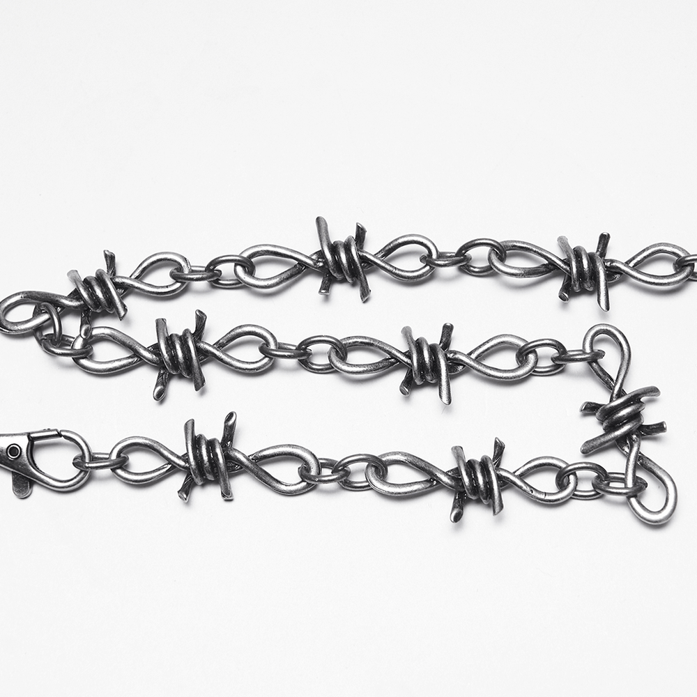 Retro barbed wire chain with lobster clasp, perfect for a punk rock style keychain.