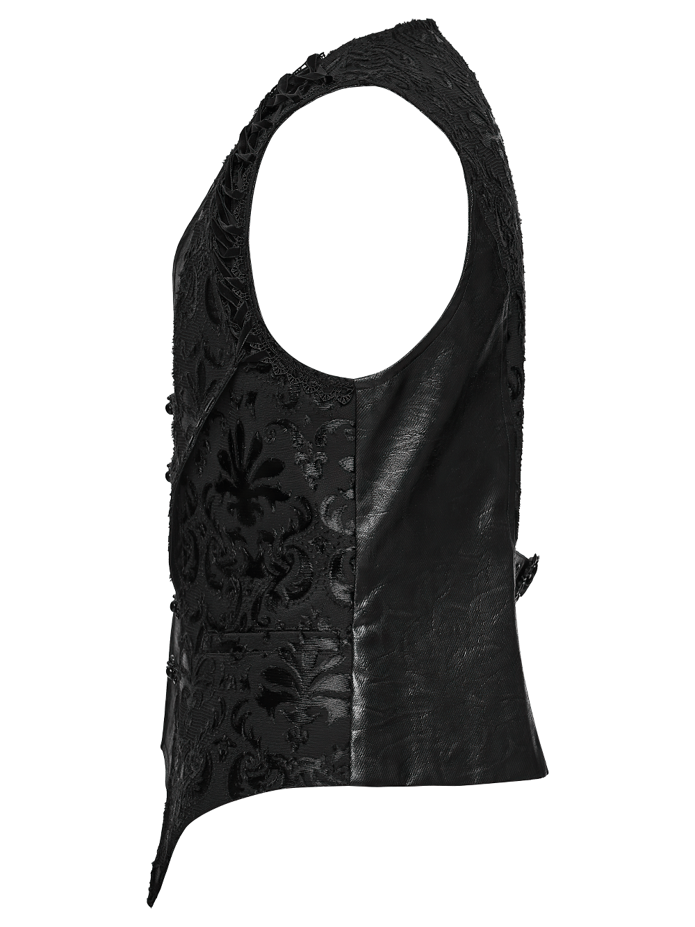 Baroque Embroidered Men's Vest with Gothic Detailing showcasing ornate design and sharp silhouette. Perfect for elegant goth outfits.
