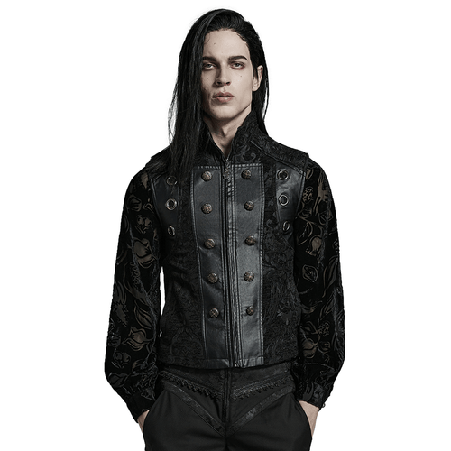 Baroque Gothic Waistcoat with Faux Leather Detailing