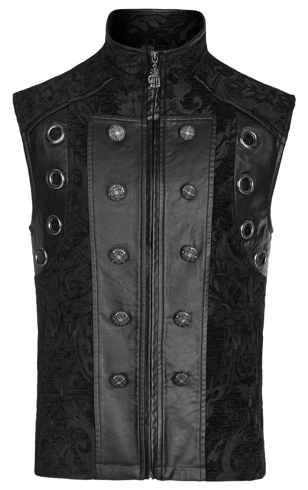 Baroque Gothic Waistcoat with Faux Leather Detailing - HARD'N'HEAVY