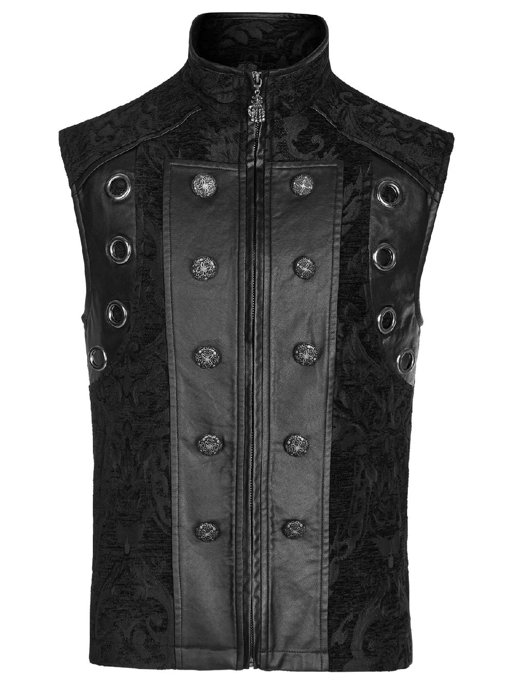 Gothic Baroque waistcoat with faux leather detailing and ornate accents, perfect for a dark elegance style.