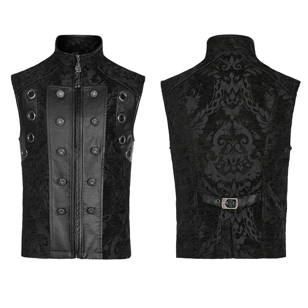 Baroque Gothic Waistcoat with Faux Leather Detailing - HARD'N'HEAVY