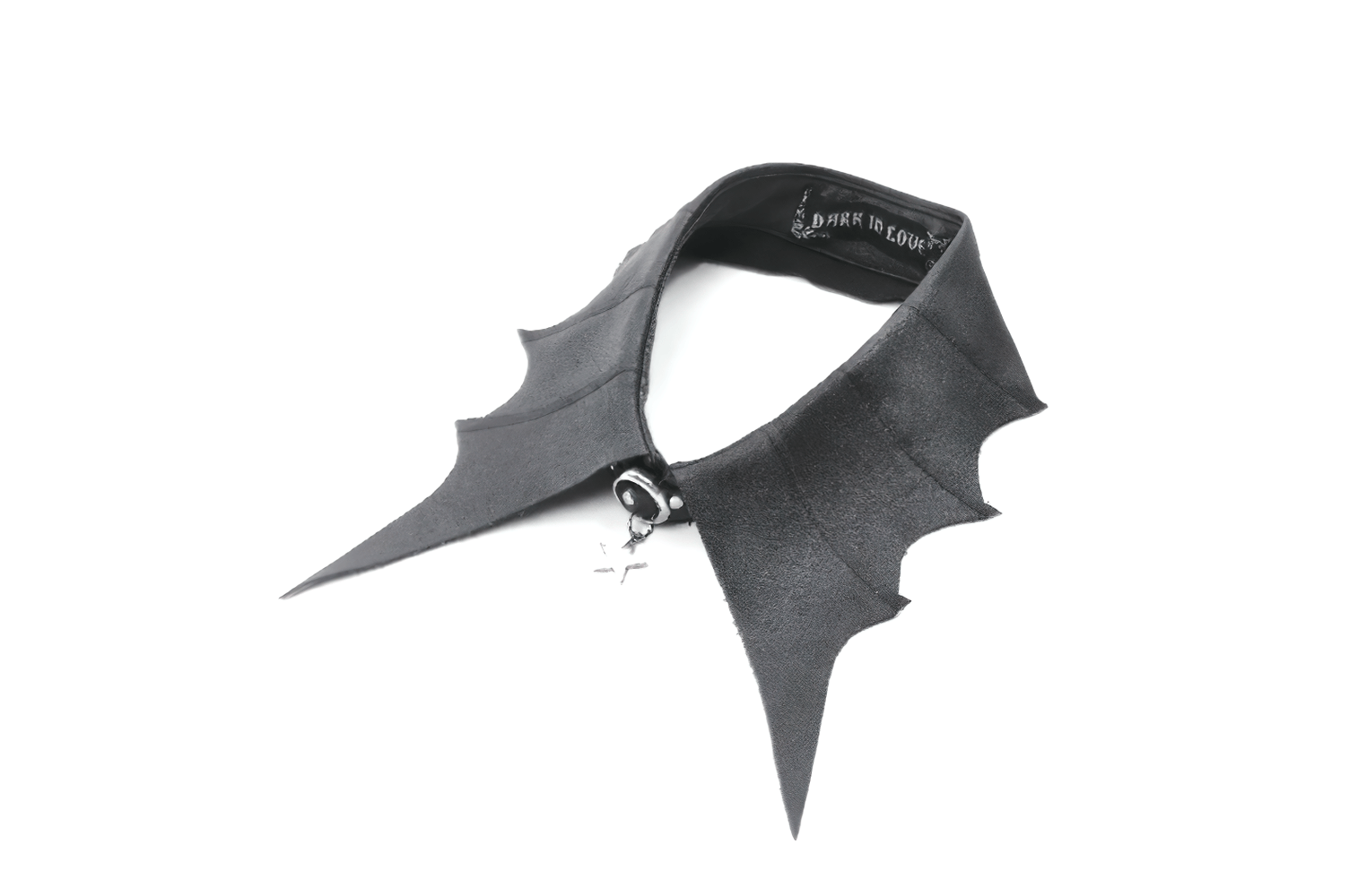 Gothic bat wing faux leather choker collar with star charm ring, perfect for punk and cosplay fashion.