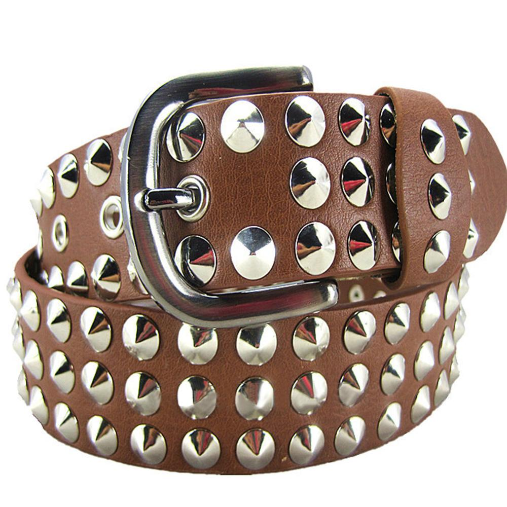 Big metal rivet belt for men and women, perfect for rock and punk style outfits in imitation leather.