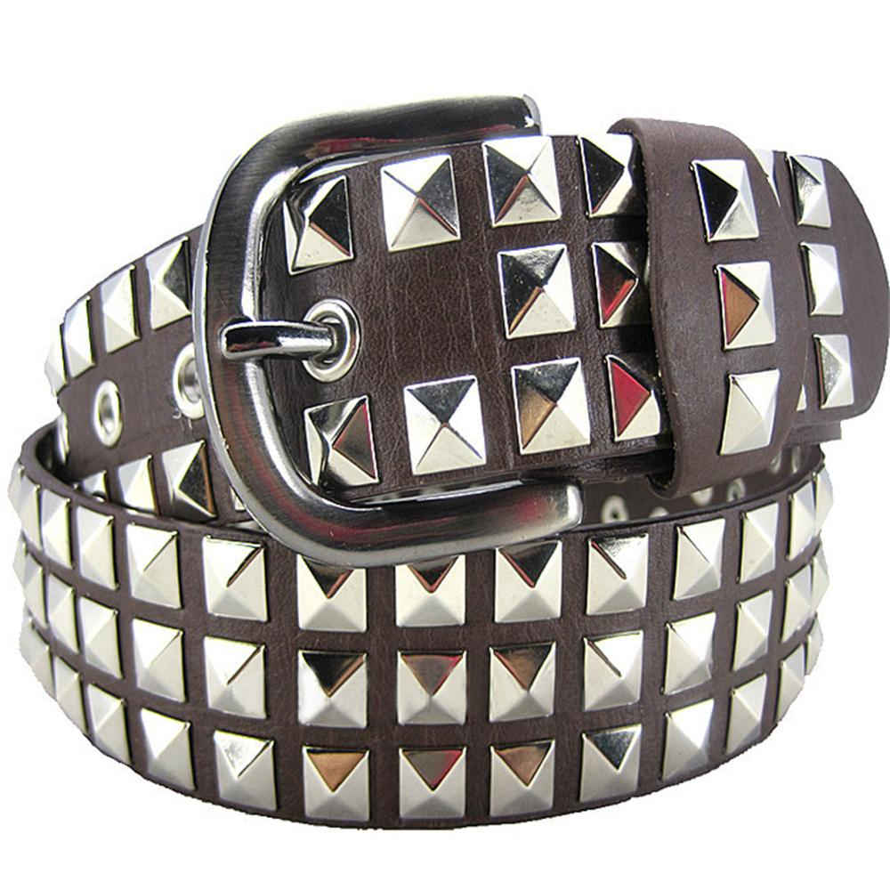 Big metal rivet belt for men and women, featuring spikes and rivets for a rock style look.