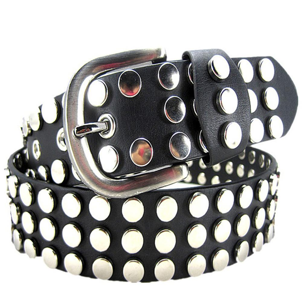 Sleek black gothic belt adorned with big metal rivets, perfect for men and women in rock or punk style.