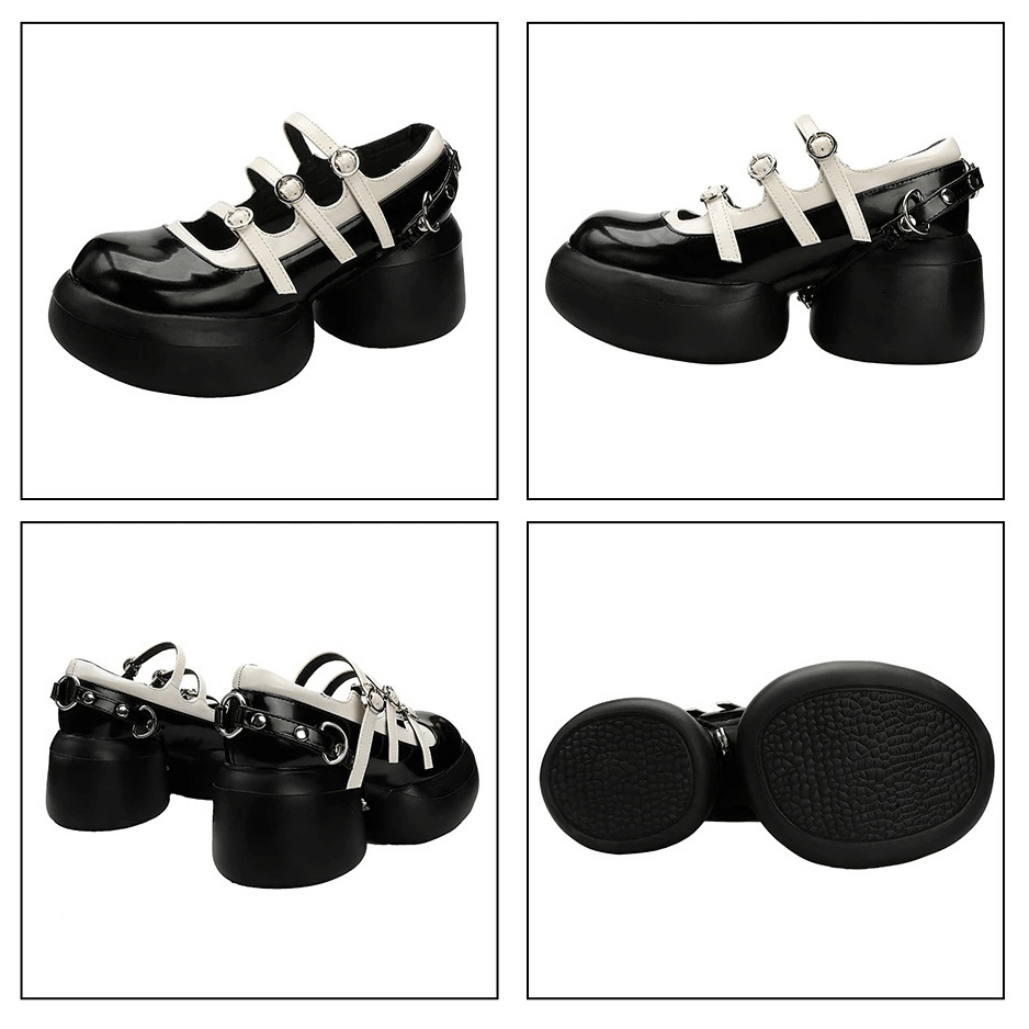 Big Toe Thick Bottom Mary Jane Shoes / Japanese Style Buckle Strap Leather Shoes for Women - HARD'N'HEAVY