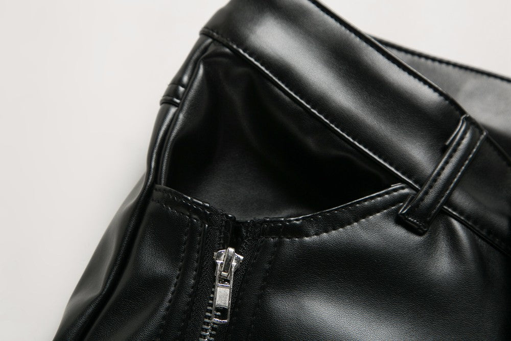 Biker Mens Leather Pants / Slim PU Leather Alternative Fashion Clothing / Rave Outfits - HARD'N'HEAVY