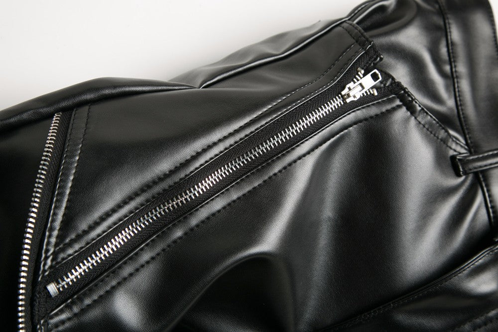 Biker Mens Leather Pants / Slim PU Leather Alternative Fashion Clothing / Rave Outfits - HARD'N'HEAVY