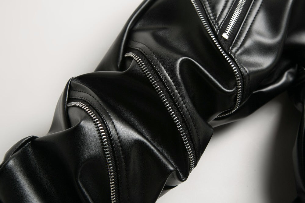 Biker Mens Leather Pants / Slim PU Leather Alternative Fashion Clothing / Rave Outfits - HARD'N'HEAVY