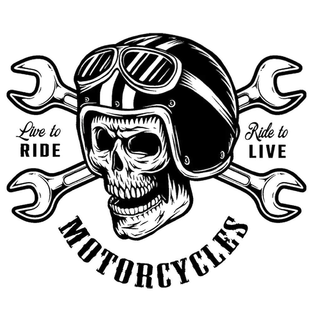 Autocollant mural de moto avec crâne de motard et clés à molette