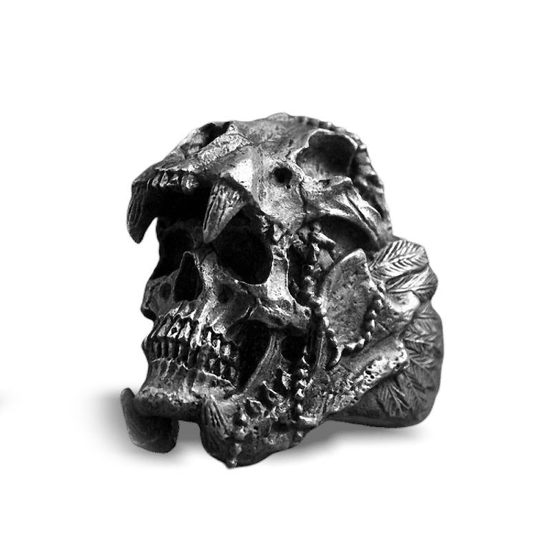 Biker Stainless Steel Rings in Rock Style / Vintage Indian Warrior Unisex Skull Jewelry - HARD'N'HEAVY