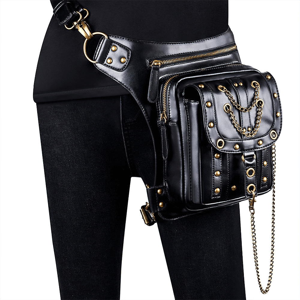 Biker Waist Shoulder Messenger Bag with Chains For Men and Women - HARD'N'HEAVY