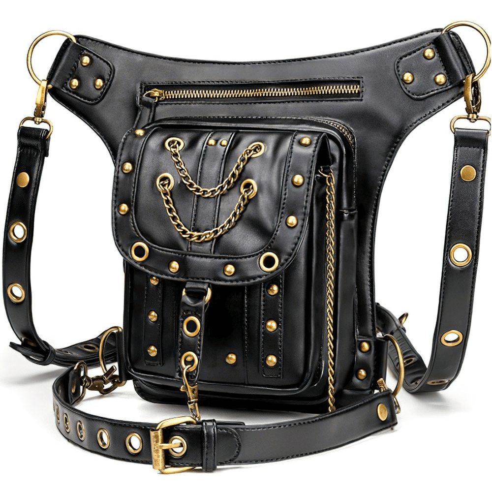 Biker Waist Shoulder Messenger Bag with Chains For Men and Women - HARD'N'HEAVY