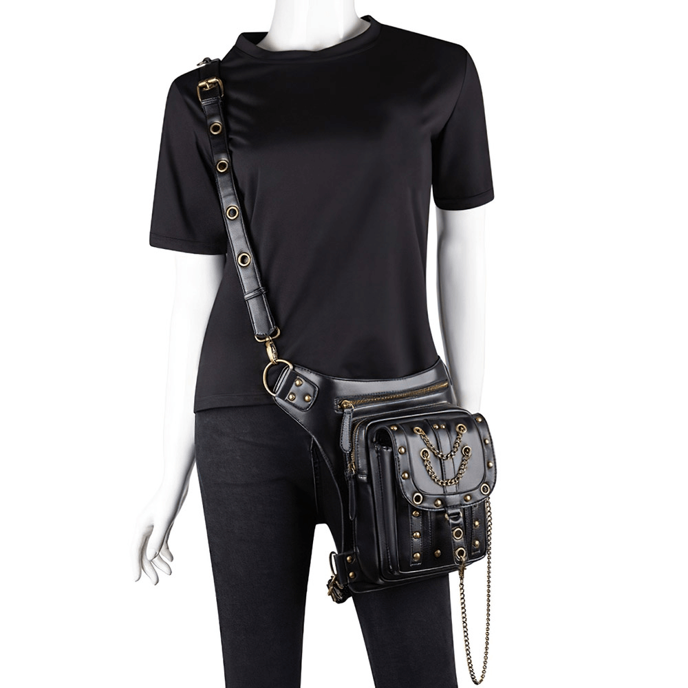 Biker Waist Shoulder Messenger Bag with Chains For Men and Women - HARD'N'HEAVY