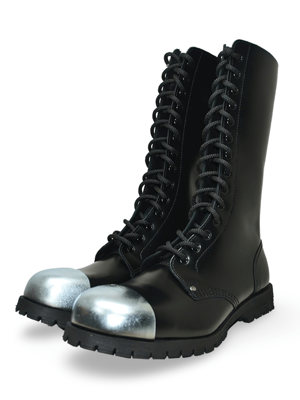 Black 14 Eyelet Lace-up Rangers with Steel Toe