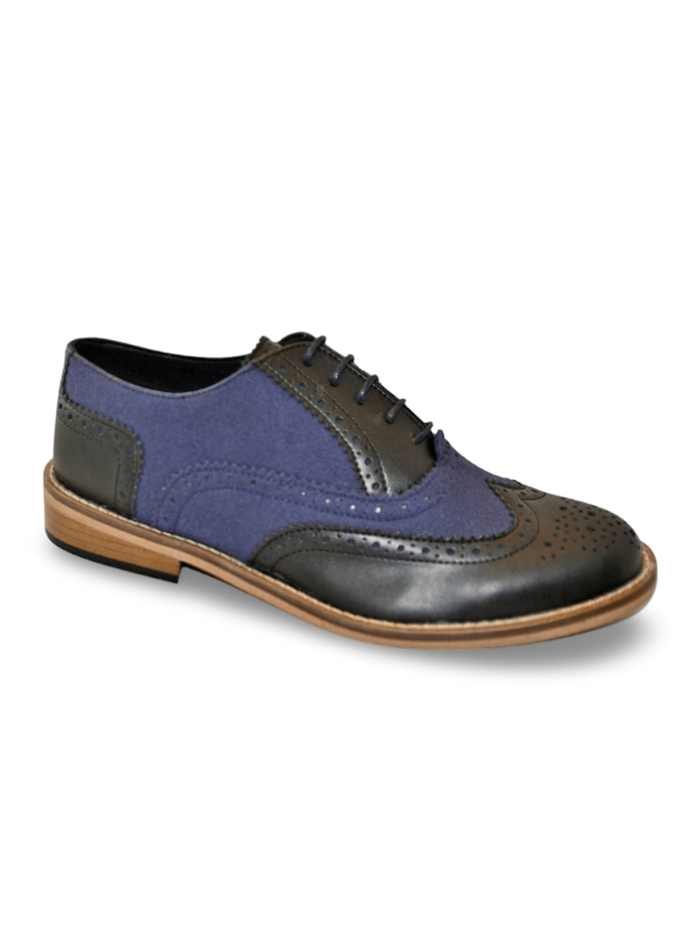 Black And Blue Vegan Derby Shoes With Lace-Up