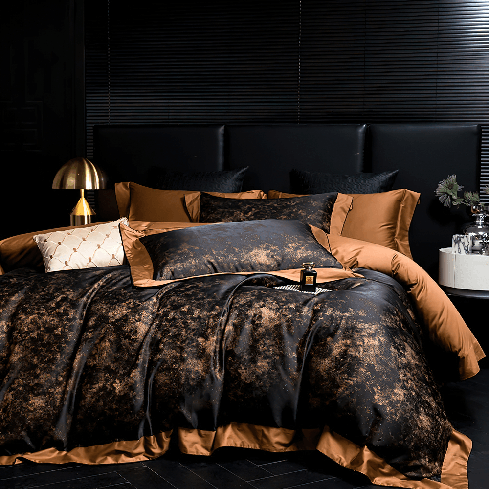 Black and Bronze 1200TC Egyptian Cotton Bedding Set