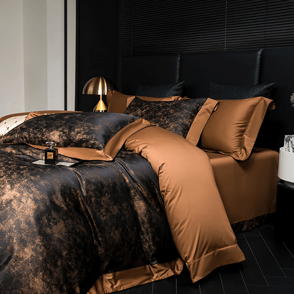 Black and Bronze 1200TC Egyptian Cotton Bedding Set