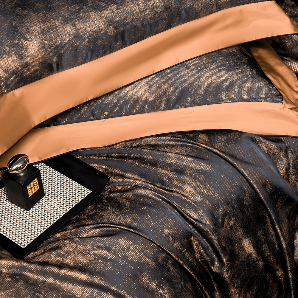 Black and Bronze 1200TC Egyptian Cotton Bedding Set