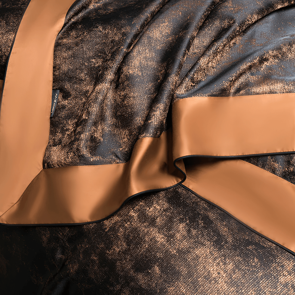 Black and Bronze 1200TC Egyptian Cotton Bedding Set